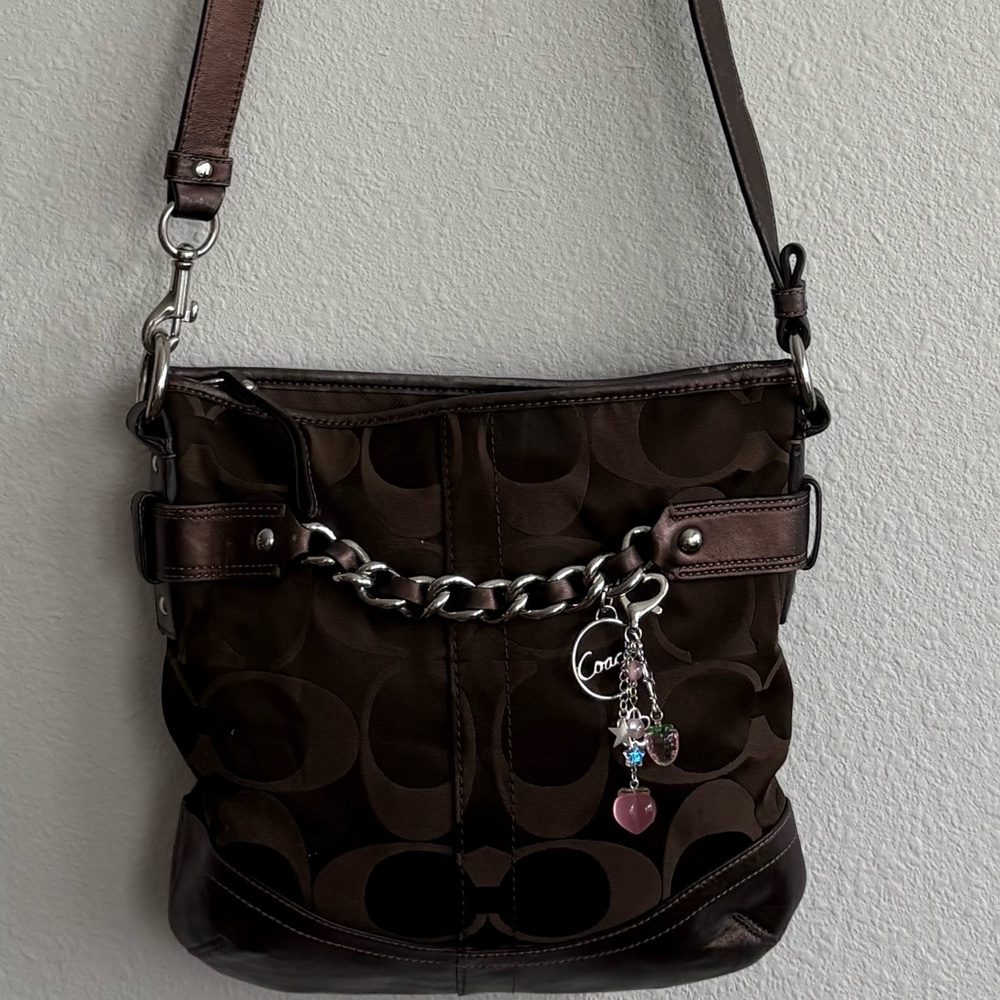 Pink x Brown x Silver Coach Crossbody